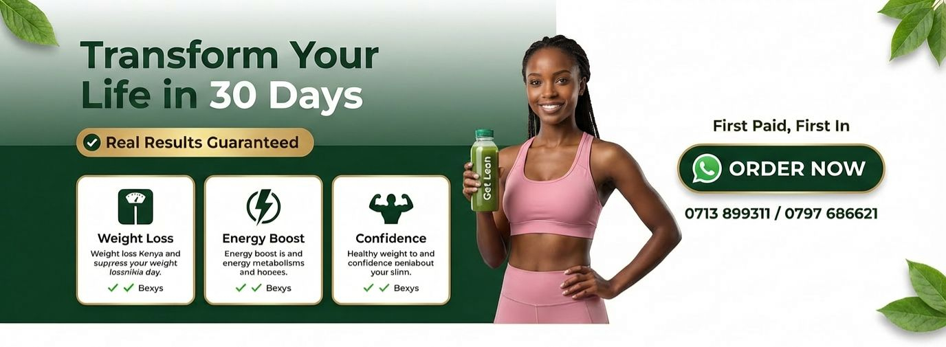 Woman holding Get Lean natural supplement bottle — SlimNow Kenya weight loss product